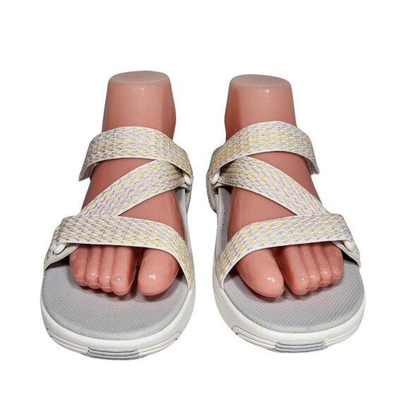 Dansko Women's Size 39 8-8.5 Sandals Rosette Ivory Multi Webbing 336